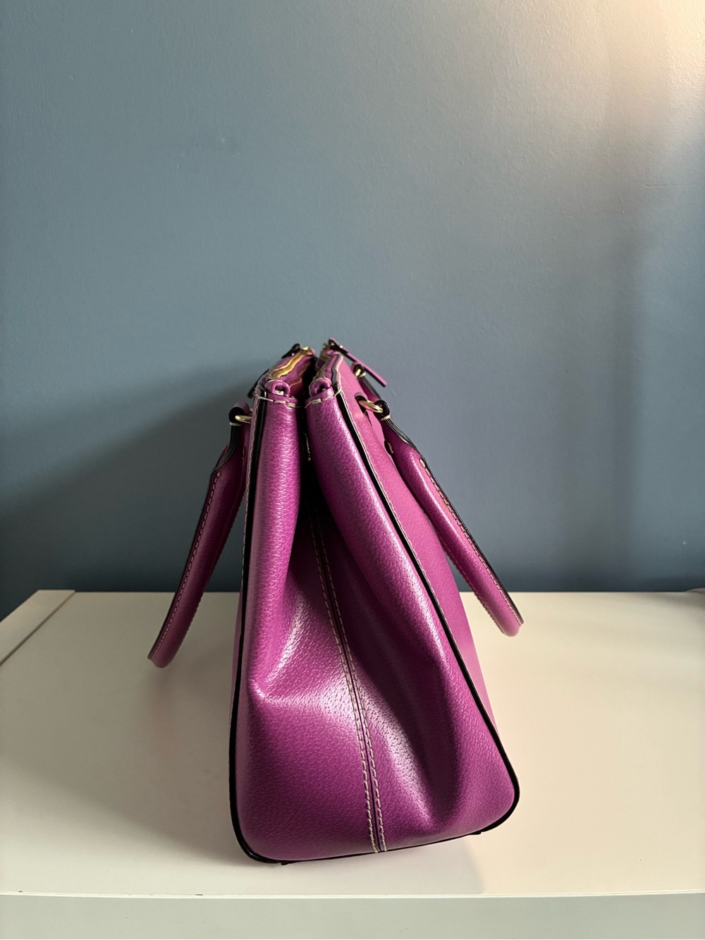 Kate Spade Fuchsia Leather Satchel with Gold Hardware - Picture 3 of 9